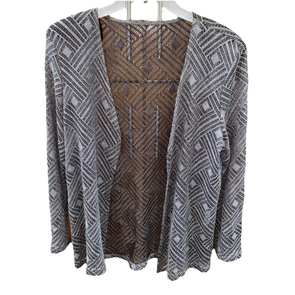 Jeffrey & Dara Evenings Jacket by Tom Barra 8 Silver Metallic Threading Open